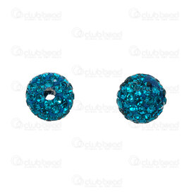 1102-6450-08TL - Bille Shamballa Rond 8mm Cristal Base Sarcelle 10pcs 1102-6450-08TL,1102-6450,montreal, quebec, canada, beads, wholesale