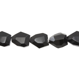 *1102-9202-198 - Bille de Verre Forme Libre Facetté 15X20MM Noir App. Corde de 14 pouces *1102-9202-198,1102-9202,montreal, quebec, canada, beads, wholesale