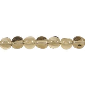 *1102-9948 - Glass Press Bead Round Free Form 9MM Light Smoked Topaz 16'' String *1102-9948,Beads,Glass,16'' String,Bead,Glass,Glass Press,9MM,Round,Round,Free Form,Smoked Topaz,Light,China,16'' String,montreal, quebec, canada, beads, wholesale