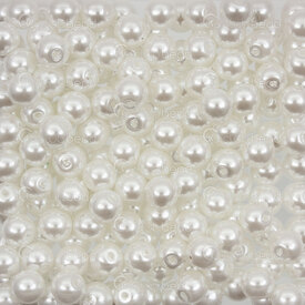 1103-0404-C6mm - Acrylic Bead Round 6mm Pearl White Straight Cut 0.8mm hole 1 bag 50gr (approx.960pcs) 1103-0404-C6mm,Beads,Plastic,Pearled,montreal, quebec, canada, beads, wholesale