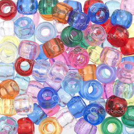 1103-0410 - DISC acrylic plastic crow bead transparent mixed color 6x9mm 200pcs 1 bag 60gr 1103-0410,Beads,Crowbeads,montreal, quebec, canada, beads, wholesale