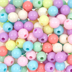 1103-0422-08MIX - Acrylic bead round 8mm pastel color mix 50g (approx, 220 pcs) 1103-0422-08MIX,Beads,Plastic,montreal, quebec, canada, beads, wholesale