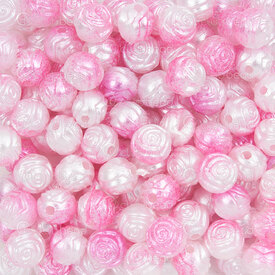 1103-0426-0802 - Bille Acrylique Ros 8mm Blanc-Rose Perle Trou 1.5mm 1 sac 100gr (approx.300pcs) 1103-0426-0802,Billes,Plastique,montreal, quebec, canada, beads, wholesale