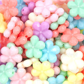 1103-0427-14MIX - Acrylic Bead Flower 14mm Mix color 1.5mm hole 1 bag 100gr (250pcs) 1103-0427-14MIX,montreal, quebec, canada, beads, wholesale