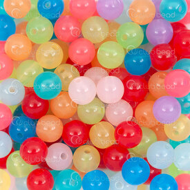 1103-0429-08 - Acrylic Bead Round 8mm Mix Color 1.5mm hole 1 Bag 100gr (app pcs) 1103-0429-08,Beads,Plastic,Acrylic,montreal, quebec, canada, beads, wholesale