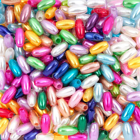1103-0442-MIX - Acrylic Bead Rice 4x8mm Pearl Mix 1.5mm hole 100gr (approx. 1500 pcs) 1 Bag 1103-0442-MIX,Beads,montreal, quebec, canada, beads, wholesale