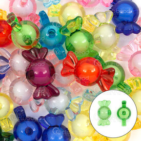 1103-0445-28 - Acrylique Bille Bonbon 28.5x16x16mm Couleur Mix Trou 3mm 1Sac 100gr (approx. 30pcs) 1103-0445-28,Billes,montreal, quebec, canada, beads, wholesale