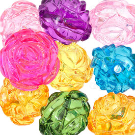 1103-0446 - Acrylic Bead Rose 25x21mm Mix Transparent Color 2.5mm Hole (approx. 19pcs) 1 bag 100gr 1103-0446,Beads,Plastic,Acrylic,montreal, quebec, canada, beads, wholesale