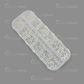 1103-0452-MIX18 - Glass Chaton Rhinestone Imitation Round Flat Back Glue On 12 sizes (SS4-SS16) Crystal AB 1 box 1103-0452-MIX18,Various products,For nails,montreal, quebec, canada, beads, wholesale