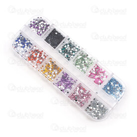 1103-0452-MIX8 - Chaton Acrylique Imitation Pierre du Rhin Rond Endos Plat a Coller 2mm Couleur assortie 1 Boîte 1103-0452-MIX8,2MM,Chaton,Rhinestone Imitation,Verre,Acrylique,2MM,Rond,Rond,Flat Back Glue On,Assorted Color,Chine,1 Boîte,montreal, quebec, canada, beads, wholesale