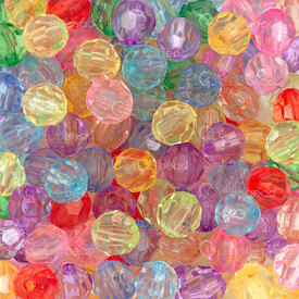 1103-0456-08MIX - Acrylic Bead Round 32 faceted face 8mm Mix Transparent 2mm hole 100g (approx. 460 pcs) 1Bag 1103-0456-08MIX,Beads,Plastic,Crystal imitation,montreal, quebec, canada, beads, wholesale