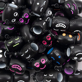 1103-0458-10BLK - Acrylic Bead Emoji Face 11.5x10mm Mix Neon Color White Base 5mm hole 1bag 100gr (approx.150 pcs) 1103-0458-10BLK,Chatons,Acrylic,montreal, quebec, canada, beads, wholesale