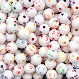 1103-0458-MIX - Acrylic Bead Round 8mm Emoji Face Expression Mix Color 2mm hole 100g 1Bag 1103-0458-MIX,bead mix,montreal, quebec, canada, beads, wholesale