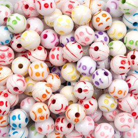 1103-0458 - Acrylic Bead Round 8mm Weary Face Expression Mix Color 2mm hole 100g 1Bag 1103-0458,Beads,Plastic,Acrylic,montreal, quebec, canada, beads, wholesale