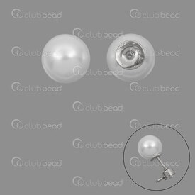 1103-0467-08CSL - Acrylique Bille Rond 8mm Perle Blanc Demi Perce (peut etre utilise comme arret de boucle d\'oreille) Argent 50pcs 1103-0467-08CSL,bead,montreal, quebec, canada, beads, wholesale