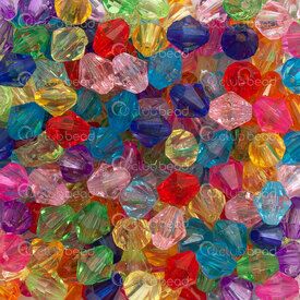1103-0475-08 - Acrylic Bead Bicone 8mm Mix Color 1.5mm hole 1bag 100gr (approx.600pcs) 1103-0475-08,montreal, quebec, canada, beads, wholesale