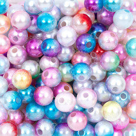 1103-0484-0802 - Acrylic Bead Round 8mm Pearl Mix Color on White base 2mm Hole 380pcs 1 bag 100gr 1103-0484-0802,Blanc 8mm,montreal, quebec, canada, beads, wholesale