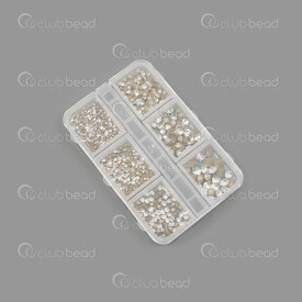 1103-0500-02 - Chaton glue on Glass Rhinestone Imitation Rivoli Crystal Clear Gold Back Assorted Sizes 1 box 1103-0500-02,chaton,montreal, quebec, canada, beads, wholesale