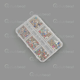 1103-0500-04 - Chaton glue on Glass Rhinestone Imitation Rivoli Mix Color Gold Back Assorted Sizes 1 box 1103-0500-04,chaton,montreal, quebec, canada, beads, wholesale