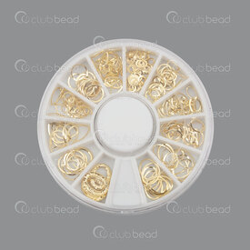 1103-0503-MGL02 - Métal Decorations Nail Art pour Ongles Or Assortiment Forme Anneau Cercle (approx. 200pcs) 1 Boite Distributeur Rond 1103-0503-MGL02,Bois anneau,montreal, quebec, canada, beads, wholesale