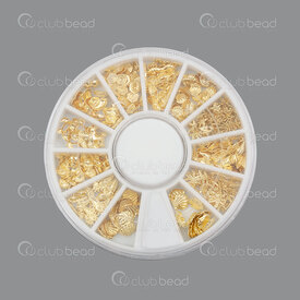 1103-0503-MGL04 - Metal Nail Art Decoration Gold Assorted Sea Theme Shape (approx. 200 pcs) 1 Round Dispenser Box 1103-0503-MGL04,Various products,montreal, quebec, canada, beads, wholesale