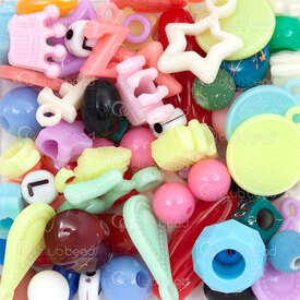 M-1103-9990-MIX - Acrylic Assorted Bead-Charm-Pendant Assorted Color-Size-Shape 500g 1bag M-1103-9990-MIX,E,montreal, quebec, canada, beads, wholesale