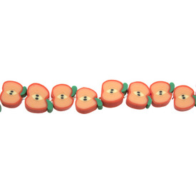 *1104-0193-06 - Polymer Clay Bead Apple Flat 11MM Orange 16'' String *1104-0193-06,montreal, quebec, canada, beads, wholesale