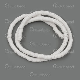 1104-0500-0412 - Polymere Bille Separateur Heishi 1x4mm Blanc Trou 1.2mm 2 Cordes 1104-0500-0412,Billes,Heishi,Polymère,montreal, quebec, canada, beads, wholesale
