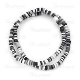 1104-0500-04MIX6 - Polymer Clay Bead Spacer Heishi 1x4mm Black-White Mix 1.2mm hole (approx. 350pcs) 1104-0500-04MIX6,Beads,Heishi,Polymer,montreal, quebec, canada, beads, wholesale
