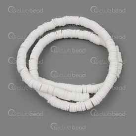 1104-0500-0612 - Polymere Bille Separateur Heishi 1x6mm Blanc Trou 1.2mm 2 Cordes 1104-0500-0612,Billes,Heishi,montreal, quebec, canada, beads, wholesale