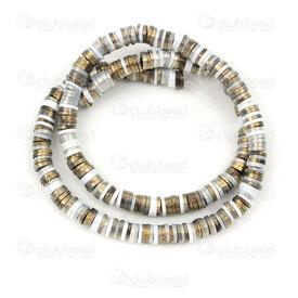 1104-0500-06MIX16 - Polymere Bille Separateur Heishi 1x6mm Mix Noir-Gris-Blanc Bordure Or Trou 1.2mm 2 Cordes 1104-0500-06MIX16,Billes,Heishi,Polymère,montreal, quebec, canada, beads, wholesale