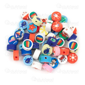1104-0510-MIX2 - Polymere Bille Pastille 9x4mm Motif Assortis Couleur Mix Trou 1.5mm 50pcs 1104-0510-MIX2,=p,montreal, quebec, canada, beads, wholesale