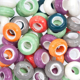 1105-0001-12MIX - ceramic bead rondelle 12x6mm mixed color 6mm hole 50pcs 1105-0001-12MIX,1105-0,montreal, quebec, canada, beads, wholesale