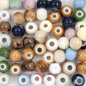 1105-0102-08MIX - glazed ceramic bead round 8mm mixed color 50pcs 1105-0102-08MIX,montreal, quebec, canada, beads, wholesale