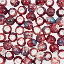 1105-0103-0828 - Céramique Touraille Bille Rond 8mm Couleur Rouge Royal Chinois 50pcs 1105-0103-0828,1105-0103,montreal, quebec, canada, beads, wholesale