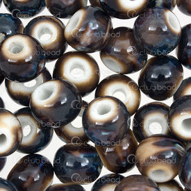1105-0103-1008 - Céramique Touraille Bille Rond 10mm Brun-Bleu 50pcs 1105-0103-1008,1105-0103,montreal, quebec, canada, beads, wholesale