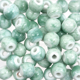1105-0103-1030 - Kiln Burned ceramic bead round 10mm green mint 50pcs 1105-0103-1030,Beads,montreal, quebec, canada, beads, wholesale