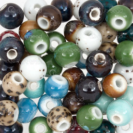 1105-0103-10MIX - Kiln Burned ceramic bead round 10mm mix color 3mm hole 50pcs 1105-0103-10MIX,Beads,Ceramic,montreal, quebec, canada, beads, wholesale
