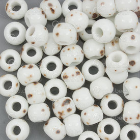 1105-0104-0602 - Céramique Bille Tacheté Rond 6mm Blanc 50pcs 1105-0104-0602,spot,montreal, quebec, canada, beads, wholesale
