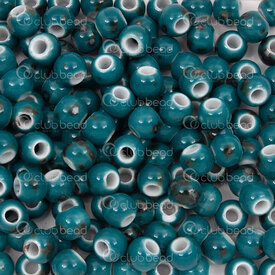 1105-0104-0648 - Céramique Touraille Bille Tachete Rond 6mm Sarcelle 50pcs 1105-0104-0648,Billes,Céramique,montreal, quebec, canada, beads, wholesale