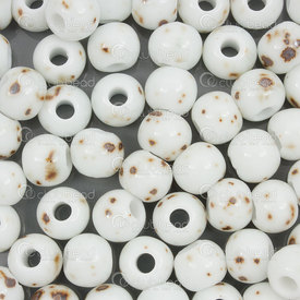 1105-0104-0802 - ceramic bead spotted round 8mm white 50pcs 1105-0104-0802,tac,montreal, quebec, canada, beads, wholesale