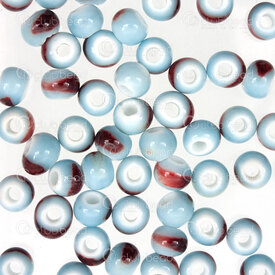 1105-0106-0628 - Kiln Burned ceramic bead round 6mm light blue base Chinese royal red design 2mm hole 50pcs 1105-0106-0628,1105-0,montreal, quebec, canada, beads, wholesale