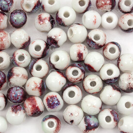 1105-0106-0820 - Kiln Burned ceramic bead round 8mm white base royal Chineese color design 3mm hole 50pcs 1105-0106-0820,Beads,Ceramic,montreal, quebec, canada, beads, wholesale