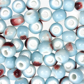1105-0106-0828 - Kiln Burned ceramic bead round 8mm light blue base Chinese royal red design 3mm hole 50pcs 1105-0106-0828,Beads,Ceramic,montreal, quebec, canada, beads, wholesale