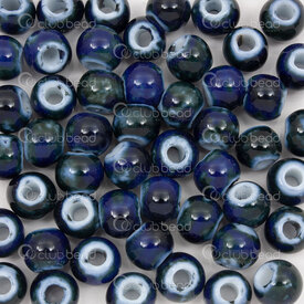 1105-0106-0850 - Kiln Burned ceramic bead round 8mm dark blue base dark green design 50pcs 1105-0106-0850,Beads,Ceramic,montreal, quebec, canada, beads, wholesale