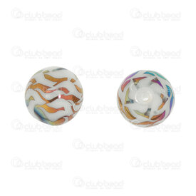 1105-0112-10AB - Ceramic Buddha Bead Round 10mm Fancy Curved Design AB White Base 12pcs 1105-0112-10AB,1105-01,montreal, quebec, canada, beads, wholesale