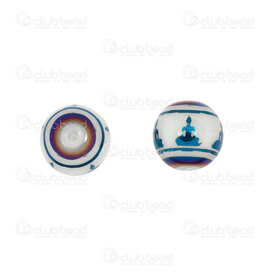 1105-0120-1038 - Spiritual Ceramic Buddha Bead Round 10mm Meditation Blue White Base 12pcs 1105-0120-1038,1105-01,montreal, quebec, canada, beads, wholesale
