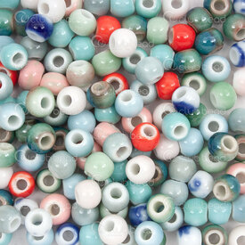 1105-0199-06MIX - ceramic bead round 6mm mixed color-style 50gr (approx 210 pcs) 1105-0199-06MIX,Beads,Ceramic,montreal, quebec, canada, beads, wholesale