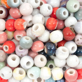 1105-0199-08MIX2 - ceramic bead round 8mm mixed color-style 100gr (approx 150 pcs) 1105-0199-08MIX2,Beads,Ceramic,montreal, quebec, canada, beads, wholesale