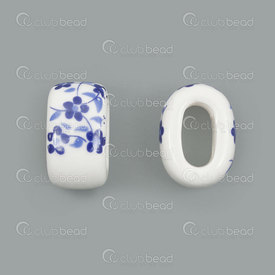 1105-0810-1826 - ceramic spacer ring 18.5x13mm cobalt blue flower manual decals white base inner 11x5mm 10pcs 1105-0810-1826,Clearance by Category,Ceramic,montreal, quebec, canada, beads, wholesale